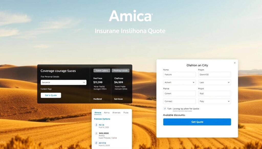 A modern, intuitive interface showcasing the Amica Insurance Oklahoma quote process. In the foreground, a clean, well-designed form with fields for personal details, coverage options, and a prominent "Get Quote" button. The middle ground features a dynamic display of insurance coverage details, premium estimates, and available discounts. The background is a warm, inviting scene of an Oklahoma landscape, with rolling hills, a clear blue sky, and the Amica logo subtly integrated. Soft, natural lighting creates a sense of trust and reliability. The overall composition conveys a seamless, user-friendly experience for obtaining an Amica Insurance quote in Oklahoma. A modern, intuitive interface showcasing the Amica Insurance Oklahoma quote process. In the foreground, a clean, well-designed form with fields for personal details, coverage options, and a prominent "Get Quote" button. The middle ground features a dynamic display of insurance coverage details, premium estimates, and available discounts. The background is a warm, inviting scene of an Oklahoma landscape, with rolling hills, a clear blue sky, and the Amica logo subtly integrated. Soft, natural lighting creates a sense of trust and reliability. The overall composition conveys a seamless, user-friendly experience for obtaining an Amica Insurance quote in Oklahoma.