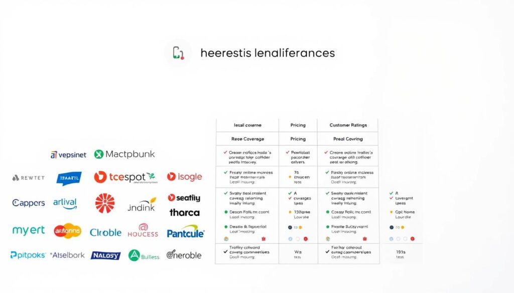 A sleek, modern comparison of the top mobile insurance providers, presented against a clean, white background. In the foreground, a grid of neatly arranged insurance logos, each with a distinct visual identity. In the middle ground, detailed information about coverage, pricing, and customer ratings for each provider, displayed in a clear, infographic-style layout. The lighting is bright and even, highlighting the professionalism and attention to detail. The overall mood is one of authority, trust, and transparency, inviting the viewer to make an informed decision about their mobile insurance needs. A sleek, modern comparison of the top mobile insurance providers, presented against a clean, white background. In the foreground, a grid of neatly arranged insurance logos, each with a distinct visual identity. In the middle ground, detailed information about coverage, pricing, and customer ratings for each provider, displayed in a clear, infographic-style layout. The lighting is bright and even, highlighting the professionalism and attention to detail. The overall mood is one of authority, trust, and transparency, inviting the viewer to make an informed decision about their mobile insurance needs.